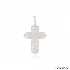 Cartier White Gold Diamond Cross Pendant